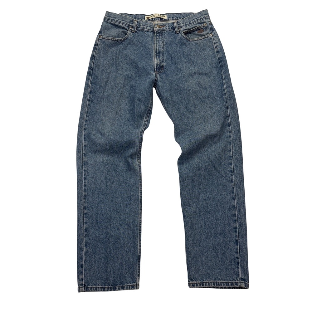 Harley-Davidson Jeans Mens 36x32 Blue Biker Moto Straight Leg Denim Medium Wash